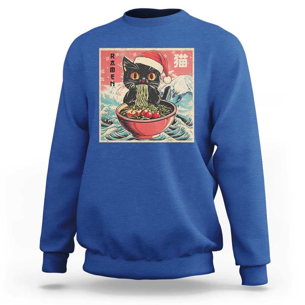 Cat Ramen Christmas Sweatshirt Japanese Kawaii Retro Cats Manga - Wonder Print Shop