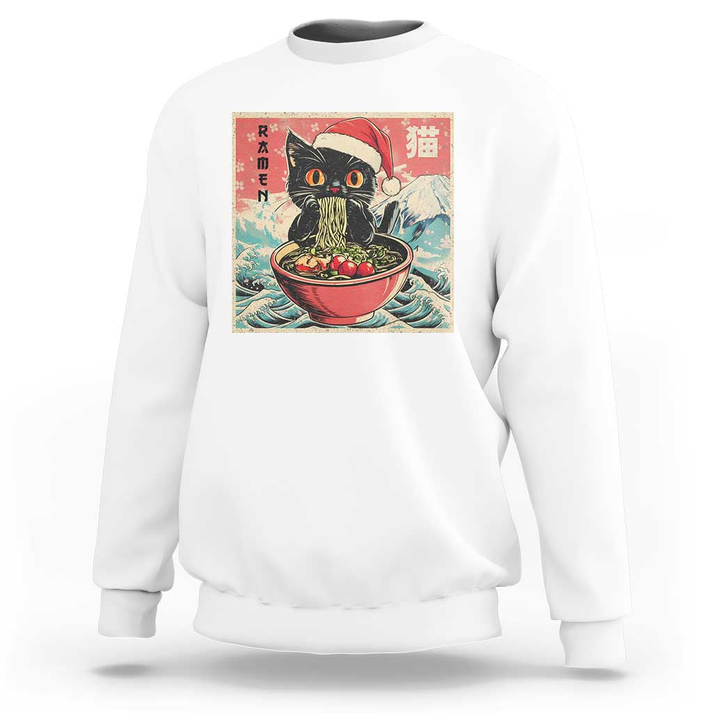 Cat Ramen Christmas Sweatshirt Japanese Kawaii Retro Cats Manga - Wonder Print Shop