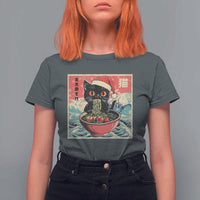 Cat Ramen Christmas T Shirt For Women Japanese Kawaii Retro Cats Manga - Wonder Print Shop