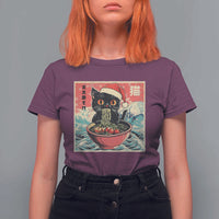 Cat Ramen Christmas T Shirt For Women Japanese Kawaii Retro Cats Manga - Wonder Print Shop