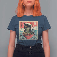 Cat Ramen Christmas T Shirt For Women Japanese Kawaii Retro Cats Manga - Wonder Print Shop