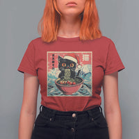 Cat Ramen Christmas T Shirt For Women Japanese Kawaii Retro Cats Manga - Wonder Print Shop