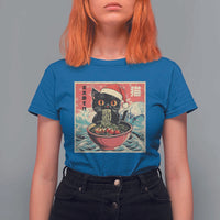 Cat Ramen Christmas T Shirt For Women Japanese Kawaii Retro Cats Manga - Wonder Print Shop