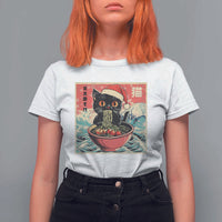 Cat Ramen Christmas T Shirt For Women Japanese Kawaii Retro Cats Manga - Wonder Print Shop