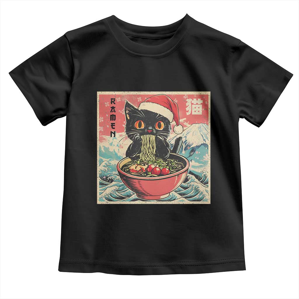 Cat Ramen Christmas Toddler T Shirt Japanese Kawaii Retro Cats Manga - Wonder Print Shop