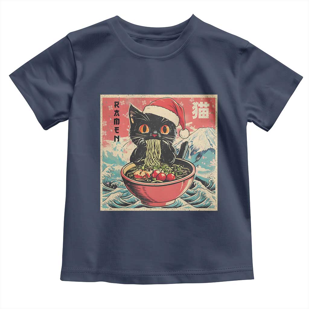 Cat Ramen Christmas Toddler T Shirt Japanese Kawaii Retro Cats Manga - Wonder Print Shop