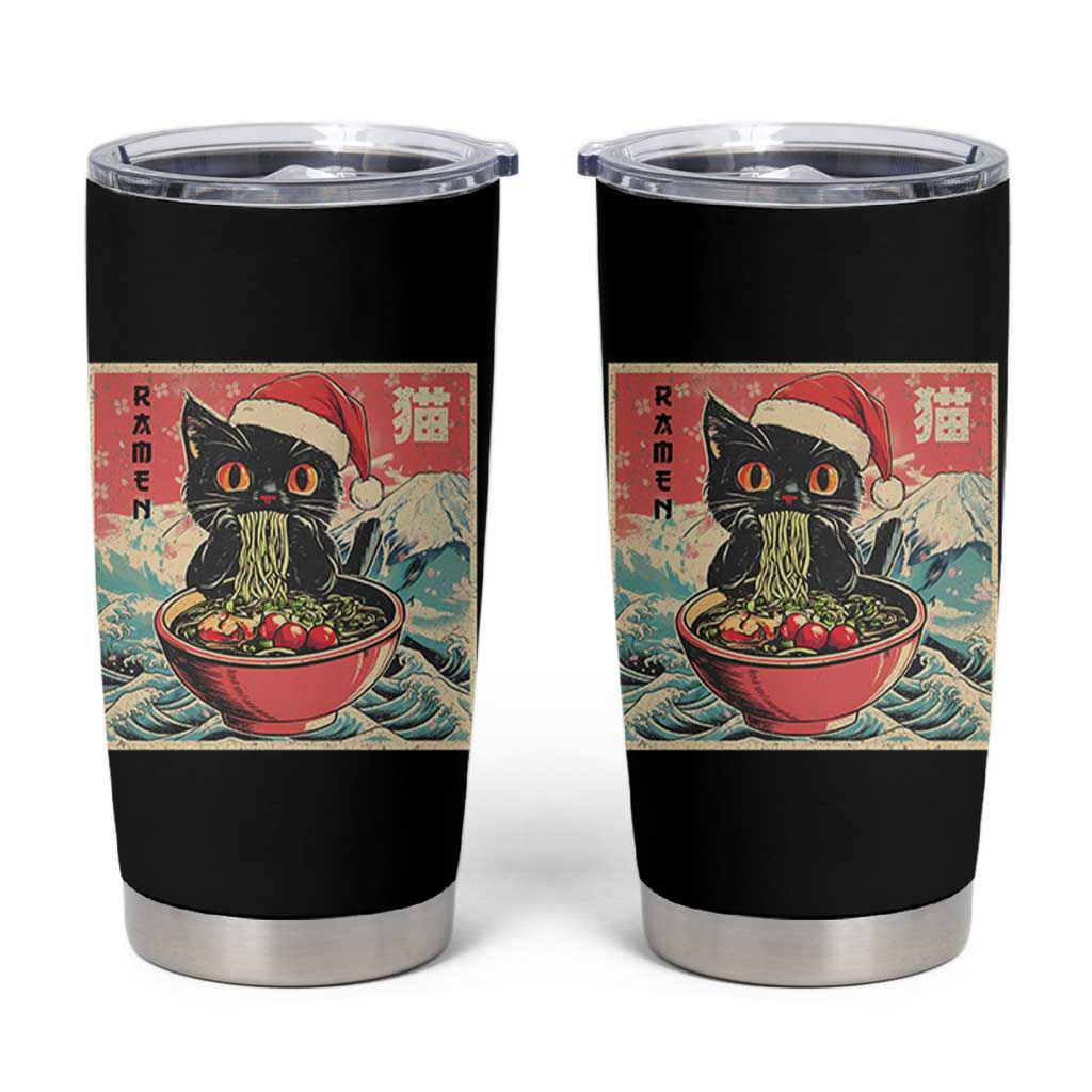 Cat Ramen Christmas Tumbler Cup Japanese Kawaii Retro Cats Manga - Wonder Print Shop