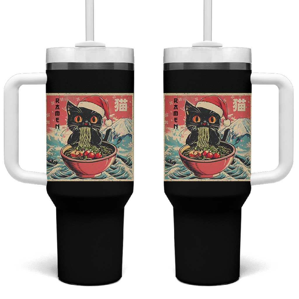 Cat Ramen Christmas Tumbler With Handle Japanese Kawaii Retro Cats Manga - Wonder Print Shop