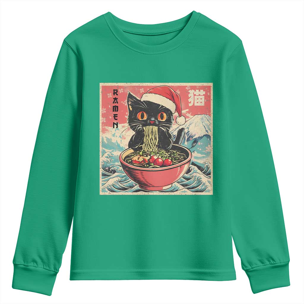 Cat Ramen Christmas Youth Sweatshirt Japanese Kawaii Retro Cats Manga - Wonder Print Shop