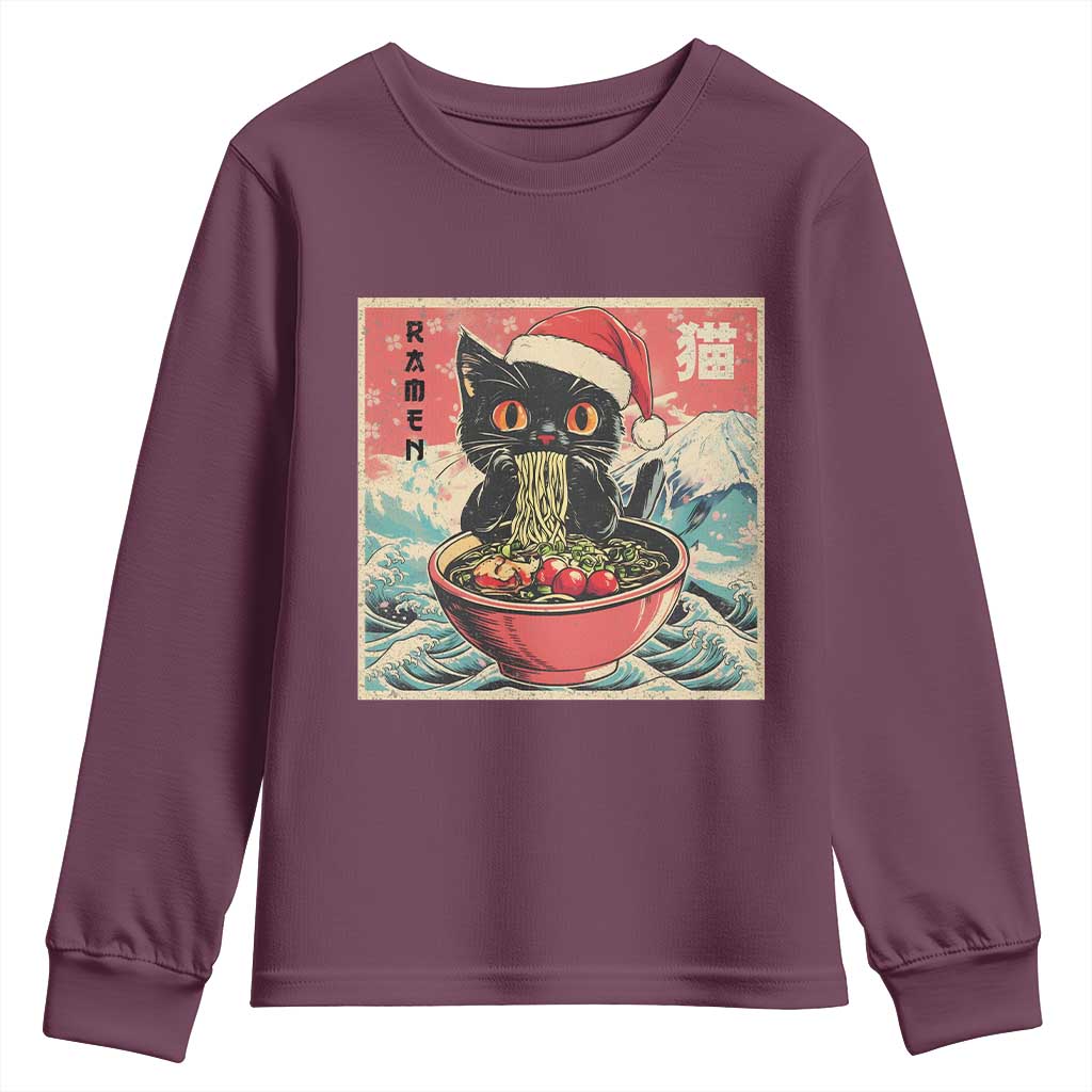 Cat Ramen Christmas Youth Sweatshirt Japanese Kawaii Retro Cats Manga - Wonder Print Shop
