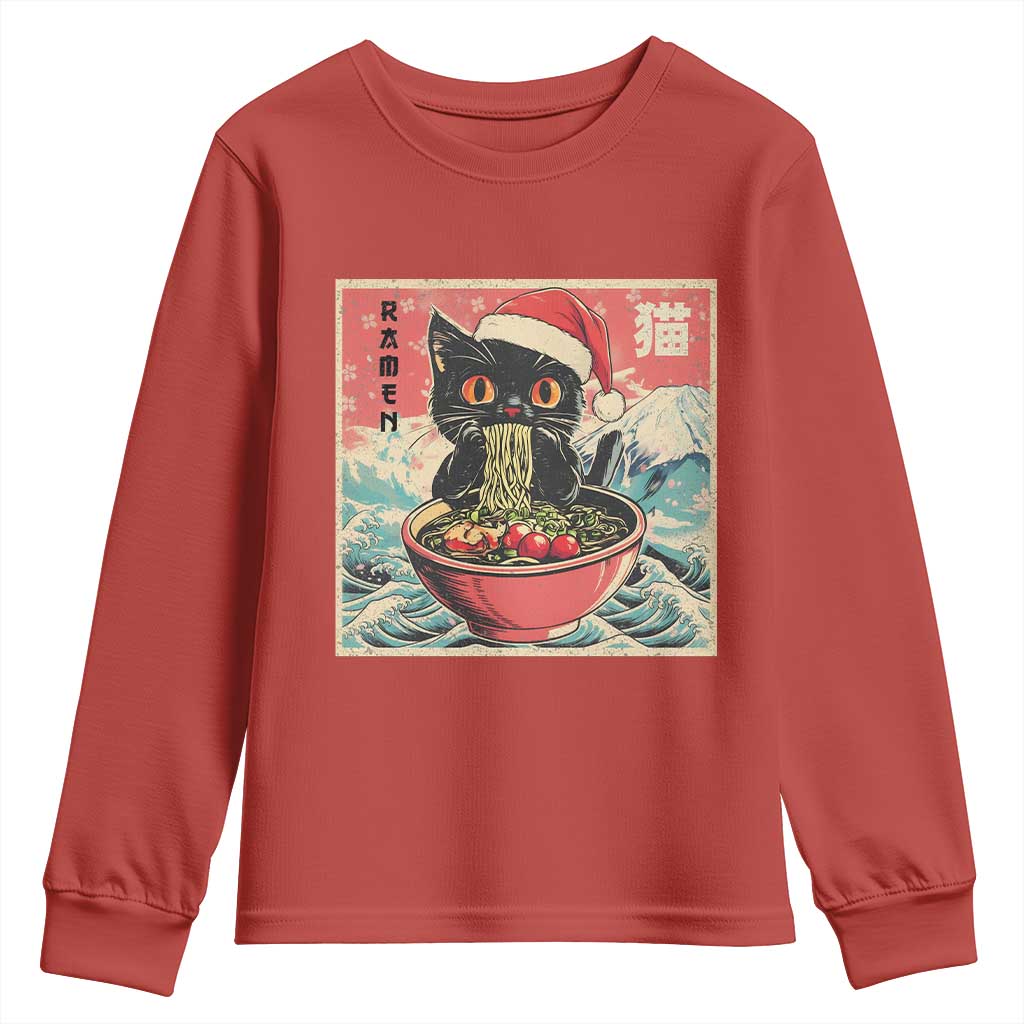Cat Ramen Christmas Youth Sweatshirt Japanese Kawaii Retro Cats Manga - Wonder Print Shop