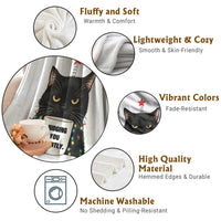 Funny Black Cat Christmas Throw Blanket Judging You Silently - Wonder Print Shop