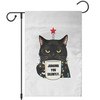 Funny Black Cat Christmas Garden Flag Judging You Silently - Wonder Print Shop