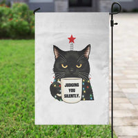 Funny Black Cat Christmas Garden Flag Judging You Silently - Wonder Print Shop