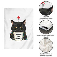 Funny Black Cat Christmas Garden Flag Judging You Silently - Wonder Print Shop
