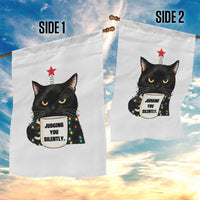 Funny Black Cat Christmas Garden Flag Judging You Silently - Wonder Print Shop