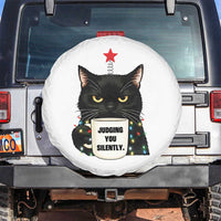 Funny Black Cat Christmas Spare Tire Cover Judging You Silently - Wonder Print Shop