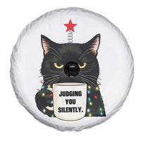 Funny Black Cat Christmas Spare Tire Cover Judging You Silently - Wonder Print Shop