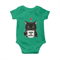 Funny Black Cat Christmas Baby Onesie Judging You Silently - Wonder Print Shop