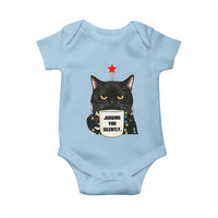 Funny Black Cat Christmas Baby Onesie Judging You Silently - Wonder Print Shop