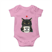 Funny Black Cat Christmas Baby Onesie Judging You Silently - Wonder Print Shop