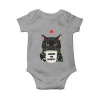 Funny Black Cat Christmas Baby Onesie Judging You Silently - Wonder Print Shop
