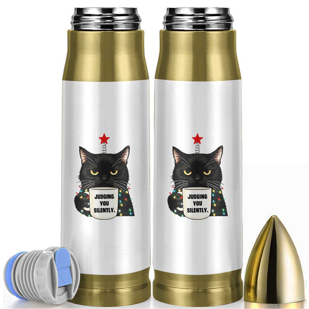 Funny Black Cat Christmas Bullet Tumbler Judging You Silently - Wonder Print Shop