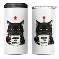 Funny Black Cat Christmas 4 in 1 Can Cooler Tumbler Judging You Silently - Wonder Print Shop
