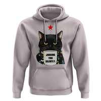 Funny Black Cat Christmas Hoodie Judging You Silently - Wonder Print Shop