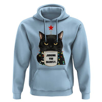 Funny Black Cat Christmas Hoodie Judging You Silently - Wonder Print Shop