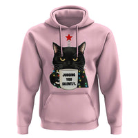 Funny Black Cat Christmas Hoodie Judging You Silently - Wonder Print Shop