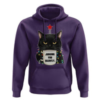Funny Black Cat Christmas Hoodie Judging You Silently - Wonder Print Shop