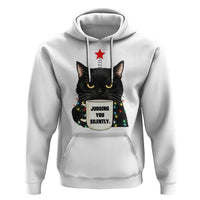 Funny Black Cat Christmas Hoodie Judging You Silently - Wonder Print Shop