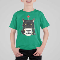 Funny Black Cat Christmas T Shirt For Kid Judging You Silently - Wonder Print Shop