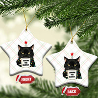 Funny Black Cat Christmas Ceramic Ornament Judging You Silently - Wonder Print Shop