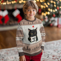 Funny Black Cat Xmas Ugly Christmas Sweater Judging You Silently - Wonder Print Shop