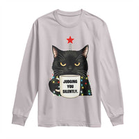 Funny Black Cat Christmas Long Sleeve Shirt Judging You Silently - Wonder Print Shop
