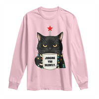 Funny Black Cat Christmas Long Sleeve Shirt Judging You Silently - Wonder Print Shop
