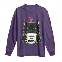 Funny Black Cat Christmas Long Sleeve Shirt Judging You Silently - Wonder Print Shop