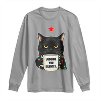 Funny Black Cat Christmas Long Sleeve Shirt Judging You Silently - Wonder Print Shop