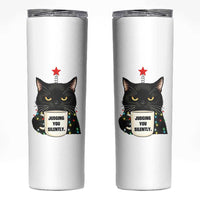 Funny Black Cat Christmas Skinny Tumbler Judging You Silently - Wonder Print Shop