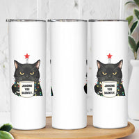 Funny Black Cat Christmas Skinny Tumbler Judging You Silently - Wonder Print Shop