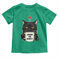Funny Black Cat Christmas Toddler T Shirt Judging You Silently - Wonder Print Shop