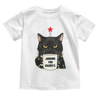 Funny Black Cat Christmas Toddler T Shirt Judging You Silently - Wonder Print Shop