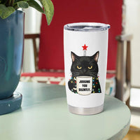 Funny Black Cat Christmas Tumbler Cup Judging You Silently - Wonder Print Shop