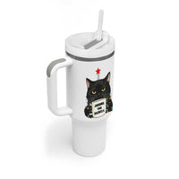 Funny Black Cat Christmas Tumbler With Handle Judging You Silently - Wonder Print Shop