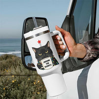 Funny Black Cat Christmas Tumbler With Handle Judging You Silently - Wonder Print Shop