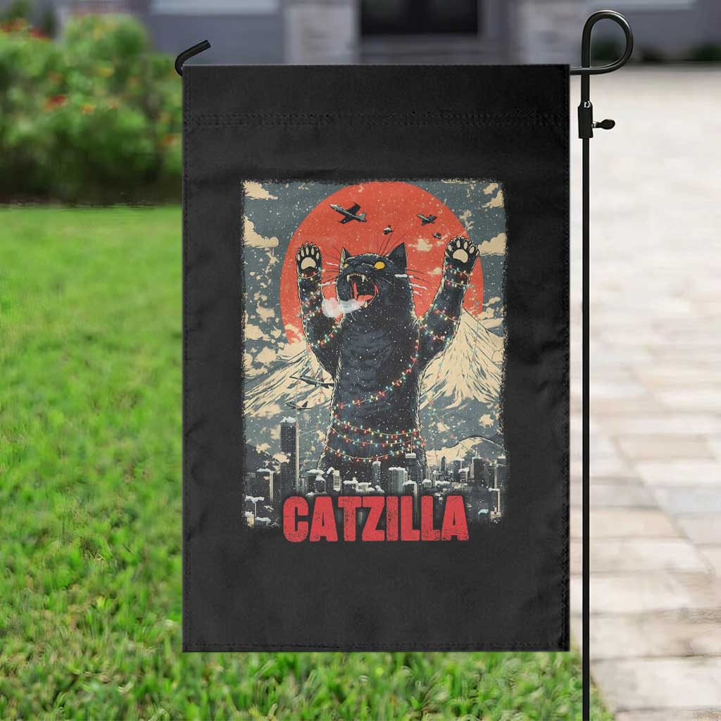 Catzilla Christmas Garden Flag Japanese Cat Lover Kitty - Wonder Print Shop