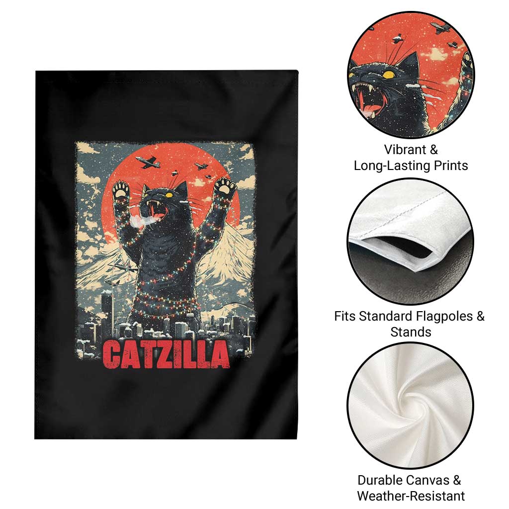 Catzilla Christmas Garden Flag Japanese Cat Lover Kitty - Wonder Print Shop