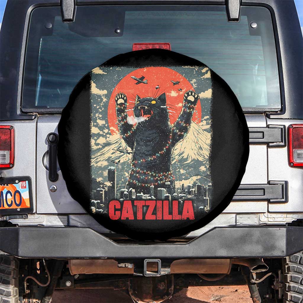 Catzilla Christmas Spare Tire Cover Japanese Cat Lover Kitty - Wonder Print Shop